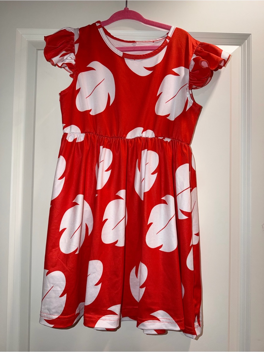 Kids Red Leaf-Print Dress